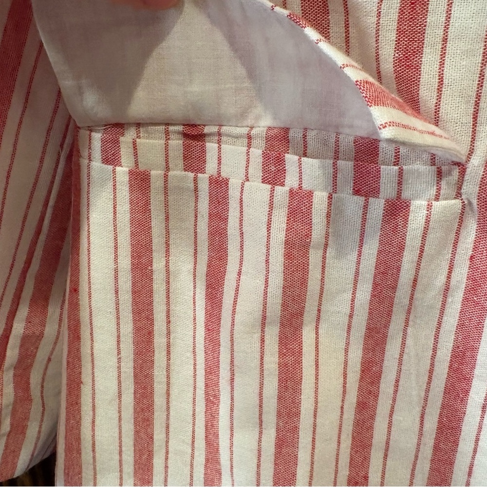 DO+BE $68 L Red & White Striped Double Breasted Linen Blend Blazer EUC - Picture 5 of 8